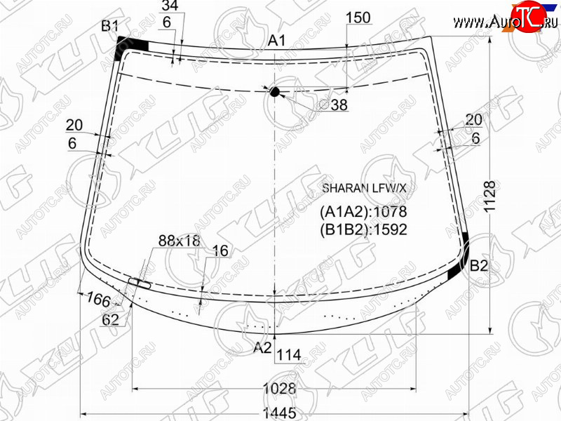 7 699 р. Стекло лобовое Ford Galaxy 95-06  SEAT Alhambra 96-10  Volkswagen Sharan 95-10 XYG SHARAN LFW/X  с доставкой в г. Майкоп