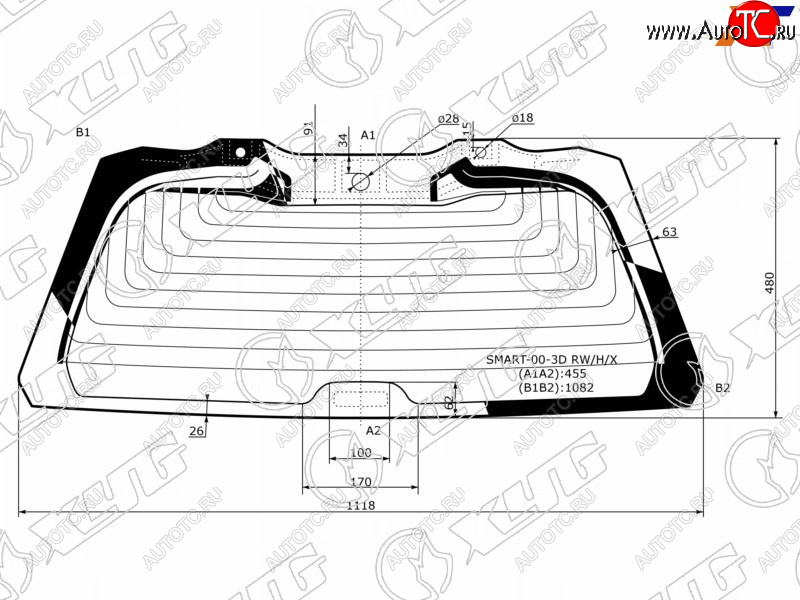 13 199 р. Стекло заднее (Цвет зеленый Обогрев) Smart Fortwo 98-07 XYG SMART-00-3D RW/H/X  с доставкой в г. Майкоп