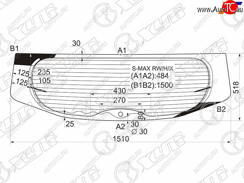 10 549 р. Стекло заднее (Цвет зеленый Обогрев) Ford S-MAX 06-15 XYG S-MAX RW/H/X  с доставкой в г. Майкоп