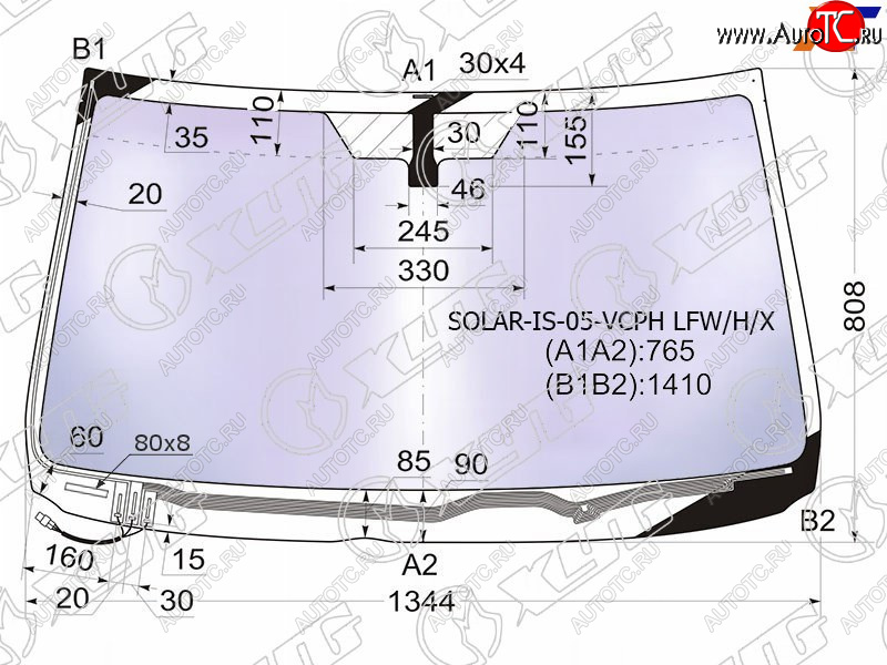 21 549 р. Стекло лобовое (Атермальное Обогрев щеток) Lexus IS 05-16 XYG SOLAR-IS-05-VCPH LFW/H/X  с доставкой в г. Майкоп