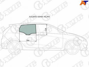 2 699 р. Стекло боковое опускное (Сзади Справа Цвет зеленый) Hyundai Solaris 10-17  Accent 11-17 XYG SOLARIS-5DHBK RD/RH  с доставкой в г. Майкоп. Увеличить фотографию 1