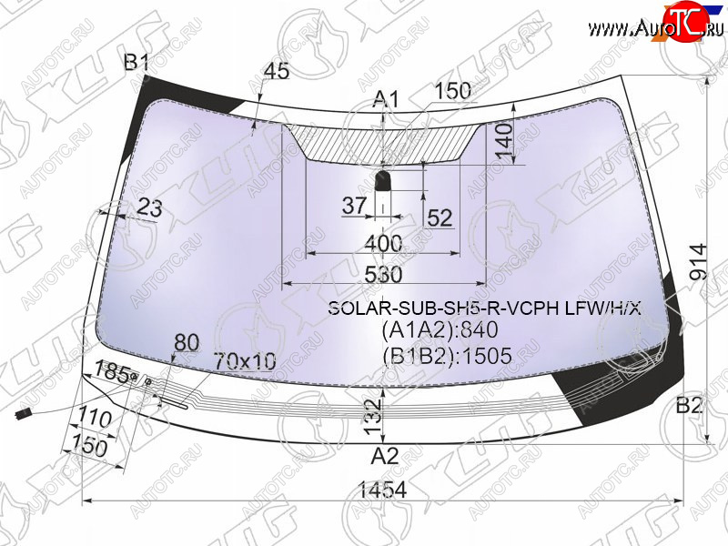 21 549 р. Стекло лобовое атермальное с обогревом щеток SUBARU FORESTER RHD 08-13 (Solar-X защита от ультрафиол XYG SOLAR-SUB-SH5-R-VCPH LFW/H/X  с доставкой в г. Майкоп