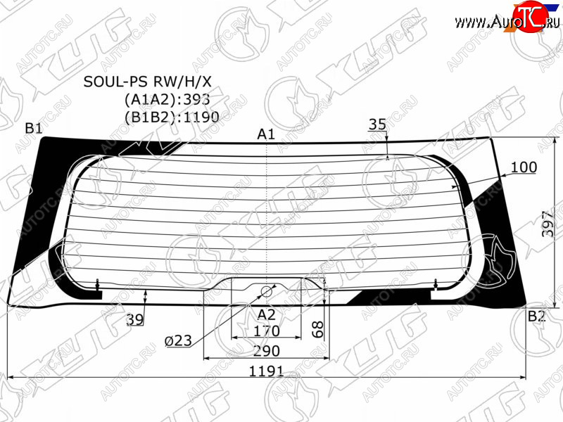 7 299 р. Стекло заднее (Цвет зеленый Обогрев 5D HBK) Kia Soul 13-19 XYG SOUL-PS RW/H/X  с доставкой в г. Майкоп