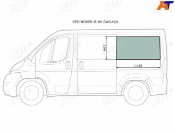 3 199 р. Стекло кузова боковое (не опускное) (Слева Цвет зеленый) Peugeot Boxer 06-  Citroen Jumper 06-  F SAT SPG-BOXER-II-06 SW/LH/X  с доставкой в г. Майкоп. Увеличить фотографию 1