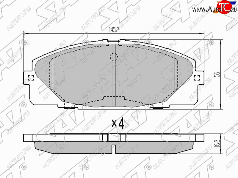 1 329 р. Колодки тормозные перед FL-FR SAT Toyota Hiace H200 минивэн (Япония) 2-ой рестайлинг (2010-2013) (с керамическим наполнением)  с доставкой в г. Майкоп