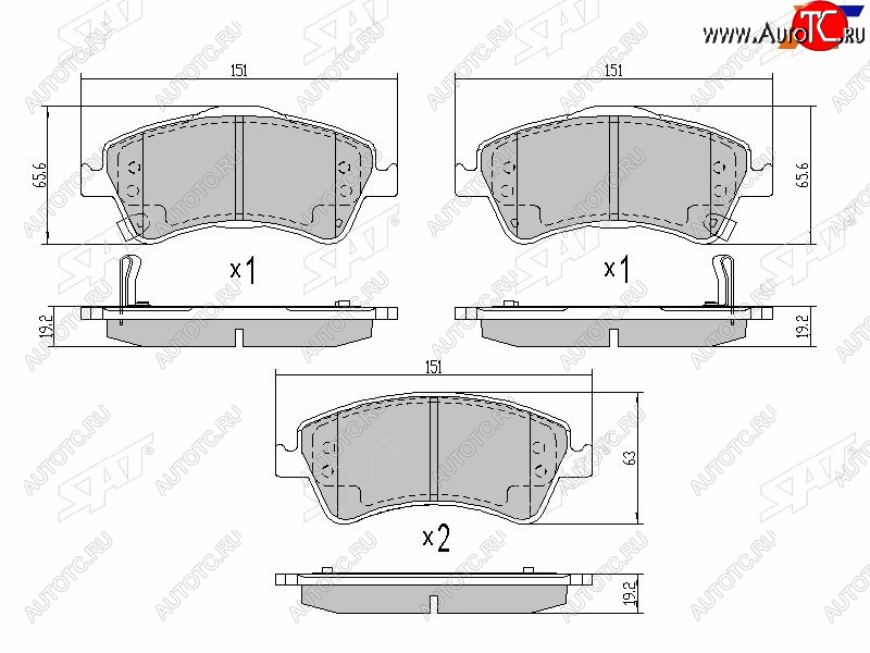 969 р. Колодки тормозные передние FR-FL SAT Toyota Avensis T270 универсал 1-ый рестайлинг (2011-2015)  с доставкой в г. Майкоп