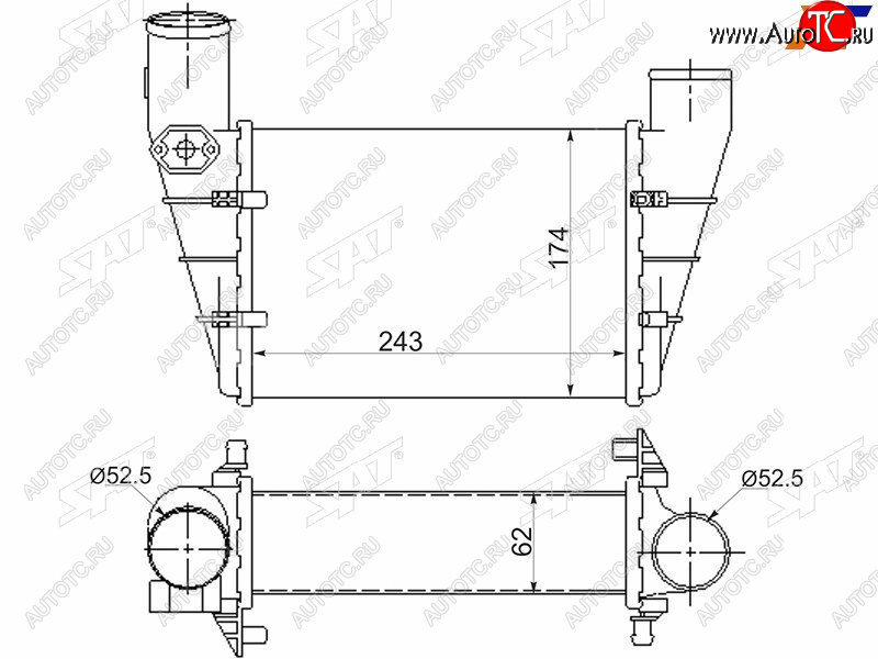 4 199 р. Интеркулер AUDI A4S4 94-98A6 97-04VW PASSAT B5 97-00 SAT ST-058145805G  с доставкой в г. Майкоп