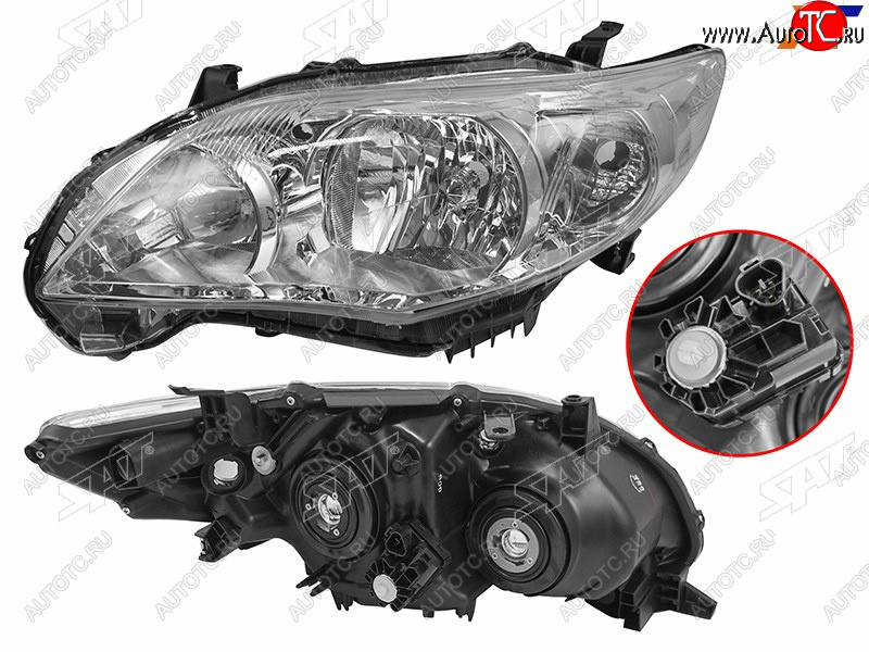 4 199 р. Фара левая (с электрокорректором, галоген) SAT  Toyota Corolla  E150 (2009-2013) седан рестайлинг  с доставкой в г. Майкоп