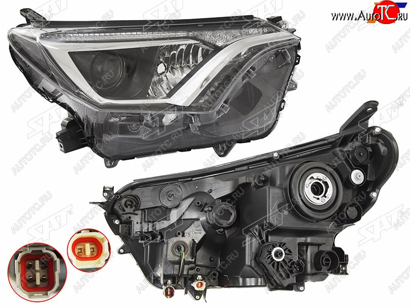 9 949 р. Фара правая (галоген, с электрокорректором) SAT Toyota RAV4 XA40 5 дв. рестайлинг (2015-2019)  с доставкой в г. Майкоп