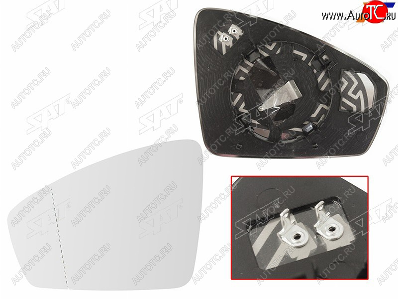 729 р. Полотно зеркала Volkswagen Tiguan 16- (Слева Обогрев асферическое) SAT ST-121-0019  с доставкой в г. Майкоп