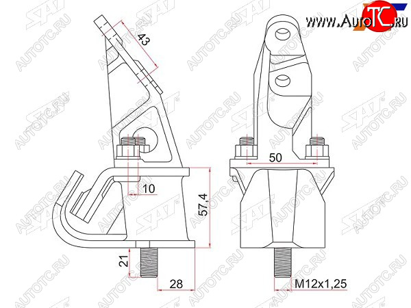 2 259 р. Подушка двигателя RH TOYOTA LITETOWN KR42 98- 7K SAT ST-12301-13160  с доставкой в г. Майкоп