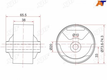 1 069 р. Сайлентблок Toyota Corsa 90-94  Cynos 95-99  Raum 97-03  Starlet 95-99 (Зад Слева) SAT ST-12371-11510C  с доставкой в г. Майкоп. Увеличить фотографию 1