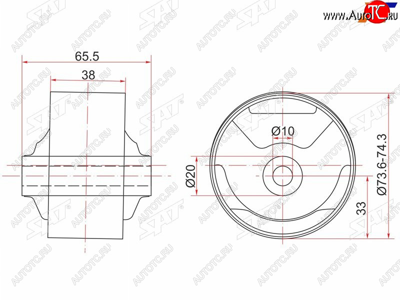 1 069 р. Сайлентблок Toyota Corsa 90-94  Cynos 95-99  Raum 97-03  Starlet 95-99 (Зад Слева) SAT ST-12371-11510C  с доставкой в г. Майкоп