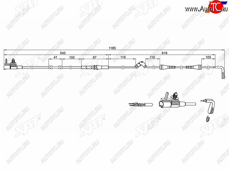 459 р. Датчик износа передних тормозных колодок SAT Land Rover Range Rover Sport 2 L494 дорестайлинг (2013-2017)  с доставкой в г. Майкоп