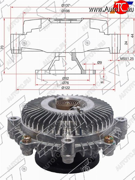 4 399 р. Вискомуфта TOYOTA DYNA,TOYOACE,HIACE,HILUX 1RZ-E SAT ST-16210-75070  с доставкой в г. Майкоп