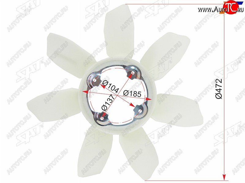 3 499 р. Крыльчатка вентилятора TOYOTA LAND CRUISER PRADO 120 SURFFJ CRUISER 5VZ1GR3RZ2TR 02-PRADO 150 SAT ST-16361-31060  с доставкой в г. Майкоп