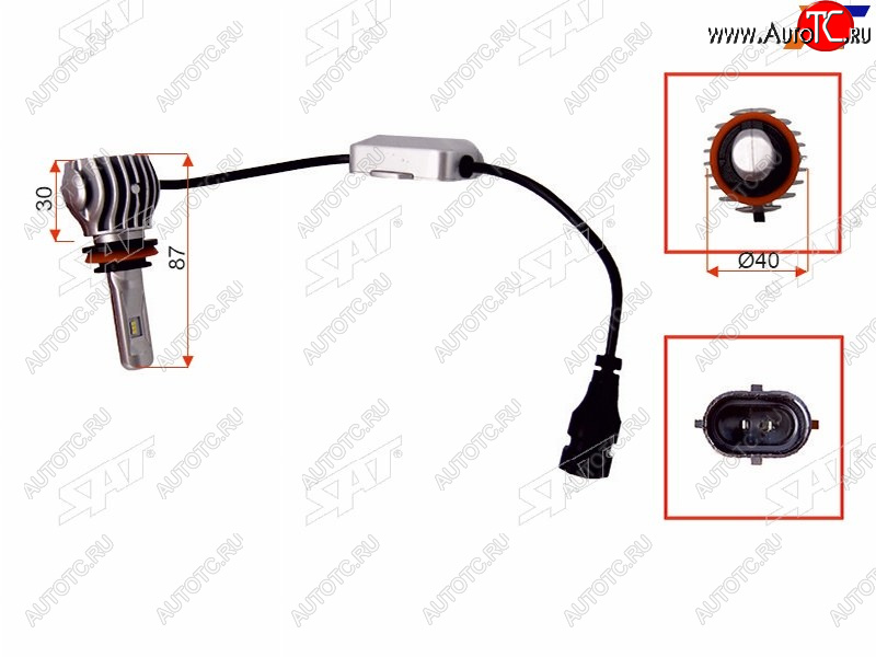 3 299 р. Комплект светодиодных ламп H8H11 20W1800LM Canbus LED SAT ST-175-0072  с доставкой в г. Майкоп