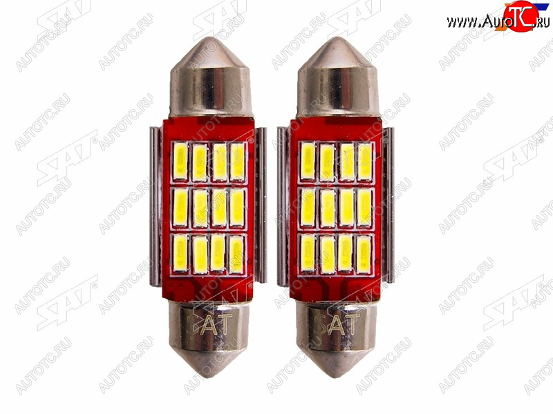 223 р. Лампа дополнительного освещения 12V C5W 9x36мм Canbus LED (Комплект 2 шт.) SAT ST-175-0076  с доставкой в г. Майкоп