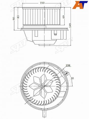 7 299 р. Мотор отопителя салона Audi A3 03-13  Q3 11-19  Skoda Octavia 04-13  Volkswagen Golf 03-19  Jett SAT ST-1K1820015L  с доставкой в г. Майкоп. Увеличить фотографию 1