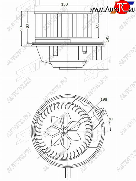 7 299 р. Мотор отопителя салона Audi A3 03-13  Q3 11-19  Skoda Octavia 04-13  Volkswagen Golf 03-19  Jett SAT ST-1K1820015L  с доставкой в г. Майкоп
