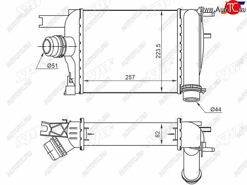 6 299 р. Интеркулер RENAULT DUSTER 1,5DARKANA 1,3 19- SAT ST-211-0015  с доставкой в г. Майкоп