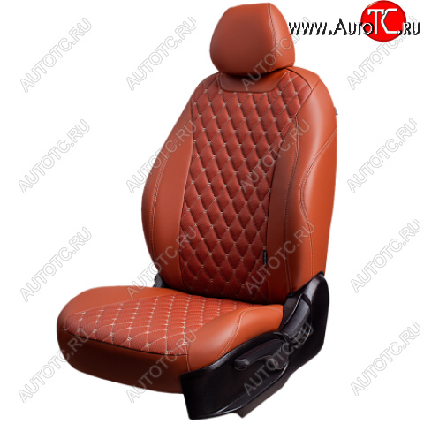 16 499 р. Комплект чехлов для сидений (Орегон) БАЙРОН РОМБ Lord Autofashion  Audi Q3 ( 8U,  F3) (2011-2022) дорестайлинг, рестайлинг (коричневый, вставка св-коричневы, строчка беж)  с доставкой в г. Майкоп