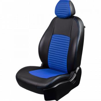 Комплект чехлов для сидений (к.Drive Active РЗСиС 60/40 3Г Илана+Орегон) ТУРИН-3 ст ЛАЙН Lord Autofashion Лада Гранта FL ( 2191,  2190,  2194,  2192) (2018-2025) лифтбэк рестайлинг, седан рестайлинг, универсал рестайлинг, хэтчбек рестайлинг (черный, вставка синяя, строчка синяя)