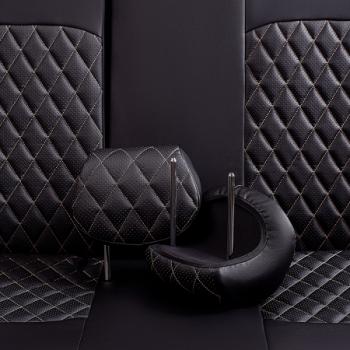 7 999 р. Комплект чехлов для сидений (к.Style Ambition РЗС 40/20/40П иС 60/40 3Г Илана+Орегон) ТУРИН ст РОМБ Lord Autofashion  Skoda Kodiaq  NU7 (2017-2021) дорестайлинг (черный, вставка черная+бежевая, строчка бежевая)  с доставкой в г. Майкоп. Увеличить фотографию 7