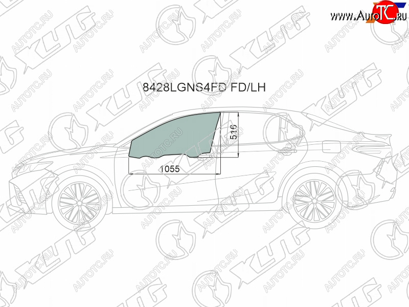 3 399 р. Стекло боковое опускное (Спереди Слева Цвет зеленый Крепления) Toyota Camry (XV70) 17-21  Camry XYG 8428LGNS4FD FD/LH  с доставкой в г. Майкоп