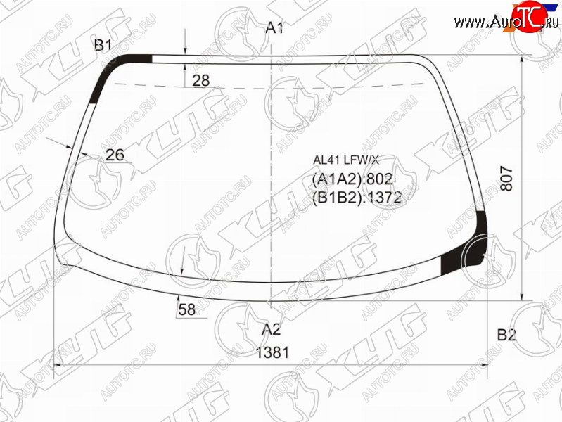 7 299 р. Стекло лобовое Toyota Corolla II 90-94  Corsa 90-94  Tercel 90-94 XYG AL41 LFW/X  с доставкой в г. Майкоп