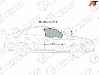 2 599 р. Стекло боковое опускное (Спереди Справа Цвет зеленый) Hyundai Elantra 06-12  Avante 06-11 XYG ELANTRA-06 FD/RH  с доставкой в г. Майкоп. Увеличить фотографию 1