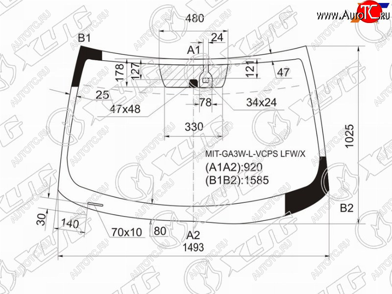 7 699 р. Стекло лобовое (Датчик дождя) Mitsubishi ASX 10-16  Citroen C4 Aircross 12-16  Peugeot 4008 12-15 XYG MIT-GA3W-L-VCPS LFW/X  с доставкой в г. Майкоп