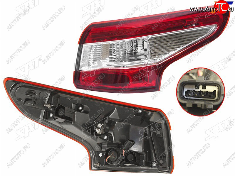 3 499 р. Фонарь задний правый (внешний) SAT  Nissan Qashqai  2 (2013-2019) J11 дорестайлинг  с доставкой в г. Майкоп