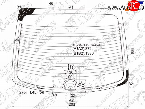 9 549 р. Стекло заднее (Цвет зеленый Обогрев) Toyota Avensis (T220) 97-03 XYG ST215-HBK RW/H/X  с доставкой в г. Майкоп
