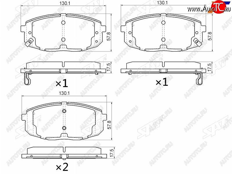 1 379 р. Колодки тормозные передние FR-FL SAT  Hyundai I30 3 PD хэтчбэк (2017-2020) (с отверстием под пружинки)  с доставкой в г. Майкоп