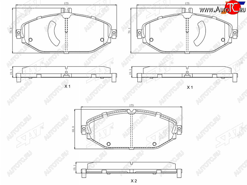 1 499 р. Колодки тормозные перед FL-FR SAT Mercedes-Benz E-Class S213 универсал рестайлинг (2020-2025)  с доставкой в г. Майкоп