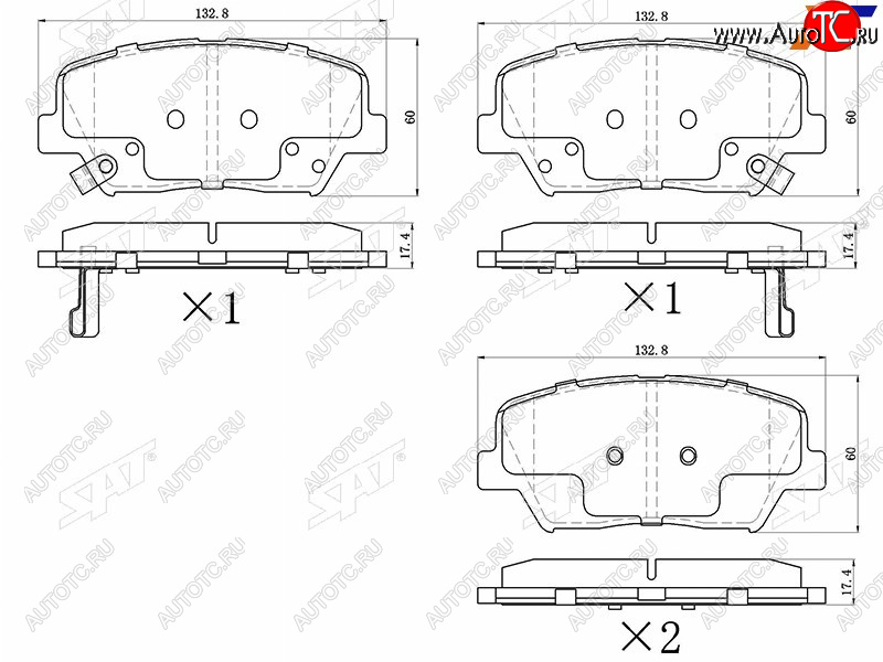 1 039 р. Колодки тормозные передние FR-FL SAT  Hyundai Santa Fe TM рестайлинг (2020-2022)  с доставкой в г. Майкоп