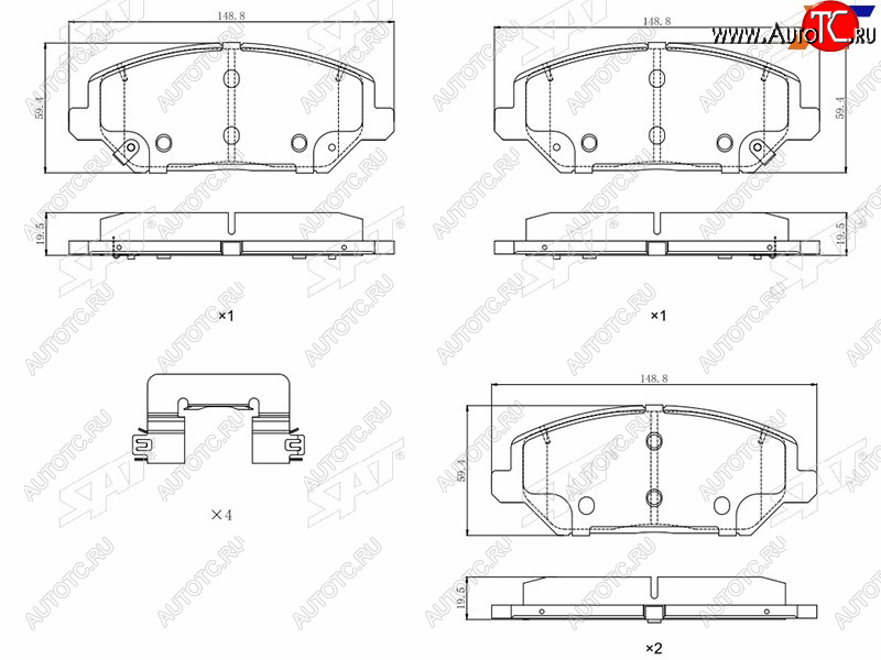 1 899 р. Колодки тормозные передние FR-FL SAT  Hyundai I30 3 PD хэтчбэк (2017-2020)  с доставкой в г. Майкоп