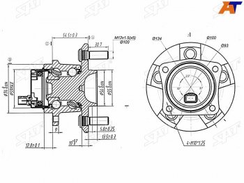 Ступичный узел задн. TOYOTA ALIONAVENSISCALDINAWISHOPA (5 шпилек) SAT ST-42450-63011