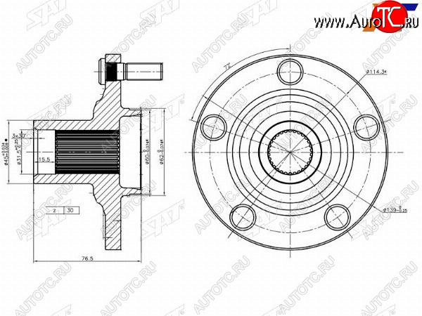 1 199 р. Ступица перед TOYOTA ALPHARDCAMRYHARRIER SAT ST-43502-28100  с доставкой в г. Майкоп