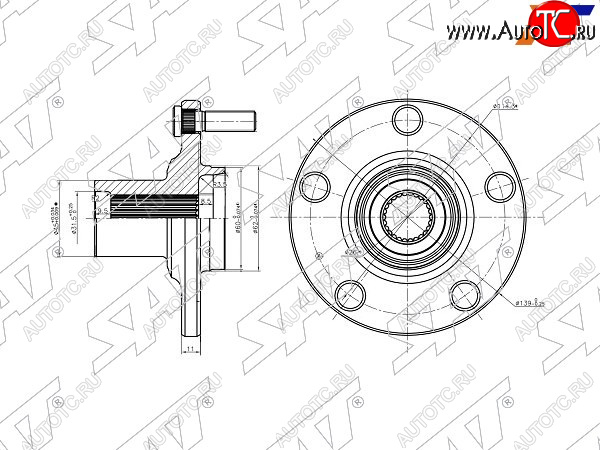 1 349 р. Ступица перед TOYOTA CAMRYHARRIERHIGHLANDERKLUFER 01- SAT ST-43502-28090  с доставкой в г. Майкоп