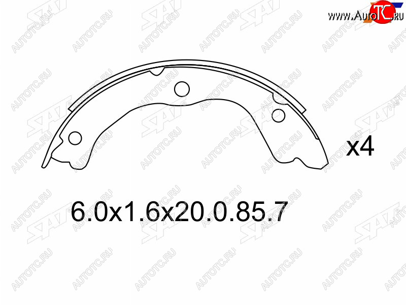 1 299 р. Колодки барабанные задние RH-LH SAT Nissan Primera 3 седан P12 (2001-2008)  с доставкой в г. Майкоп