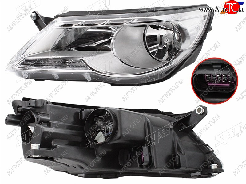 6 899 р. Фара левая (с электрокорректором) SAT Volkswagen Tiguan NF дорестайлинг (2006-2011)  с доставкой в г. Майкоп
