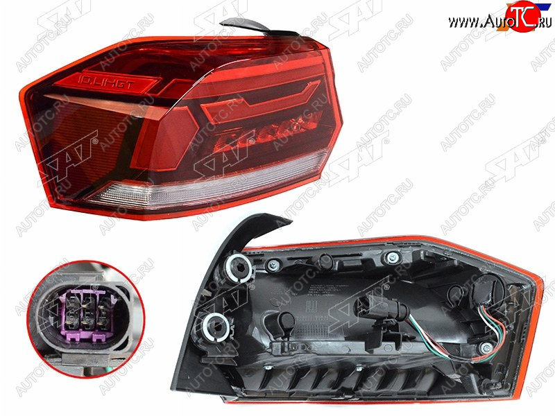 4 099 р. Фонарь задний левый (внешний) SAT Volkswagen Polo Mk6 лифтбек (2020-2022)  с доставкой в г. Майкоп