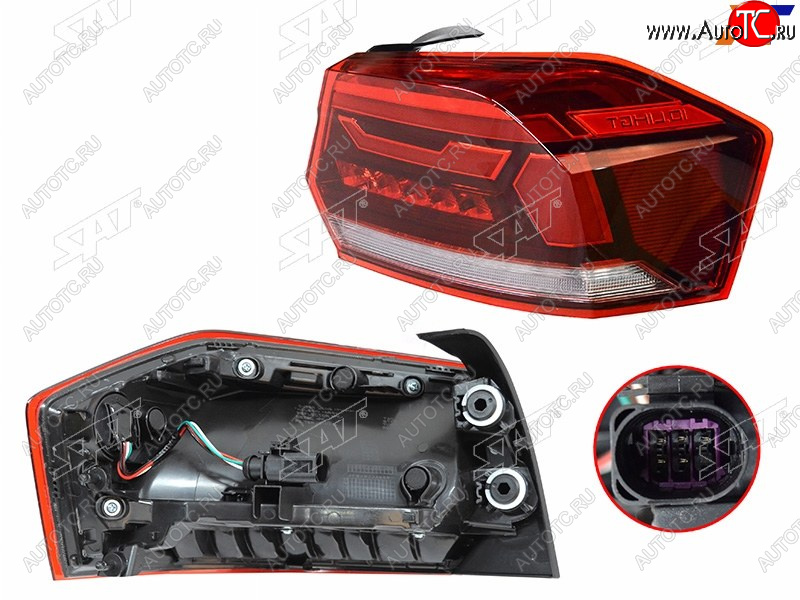 4 099 р. Фонарь задний правый SAT Volkswagen Polo Mk6 лифтбек (2020-2022)  с доставкой в г. Майкоп