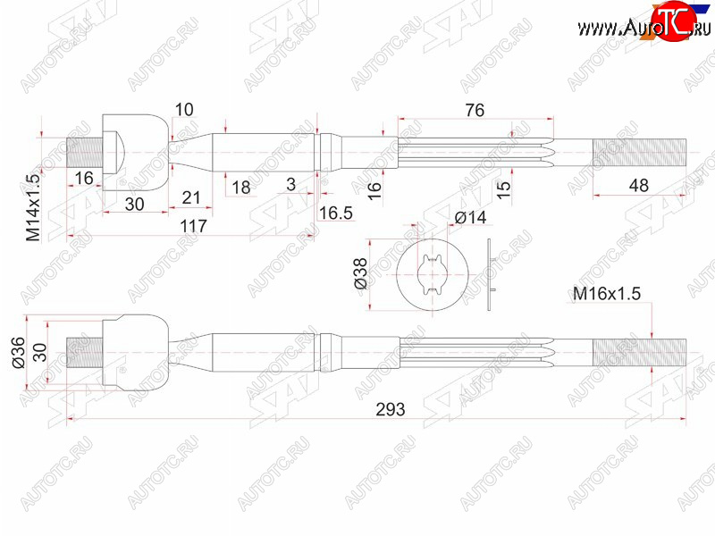 1 239 р. Тяга рулевая TOYOTA IPSUM 4WD 01- SAT ST-45503-49115  с доставкой в г. Майкоп