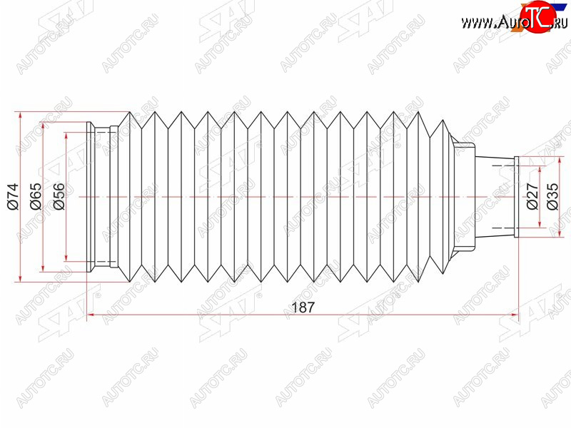 359 р. Пыльник рулевой рейки TOYOTA LAND CRUISER PRADOHILUX SURF 95- LH=RH SAT ST-45535-35030  с доставкой в г. Майкоп