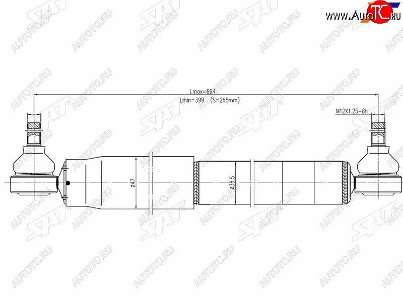 3 999 р. Демпфер рулевого управления TOYOTA LAND CRUISER 90-97 SAT ST-45700-69055  с доставкой в г. Майкоп