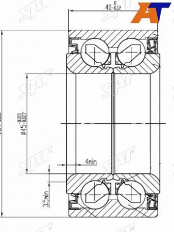 1 559 р. Подшипник передней ступицы HONDA CR-V RD4-7, EDIX BE#, ELEMENT с ABS SAT ST-45BWD12  с доставкой в г. Майкоп. Увеличить фотографию 1