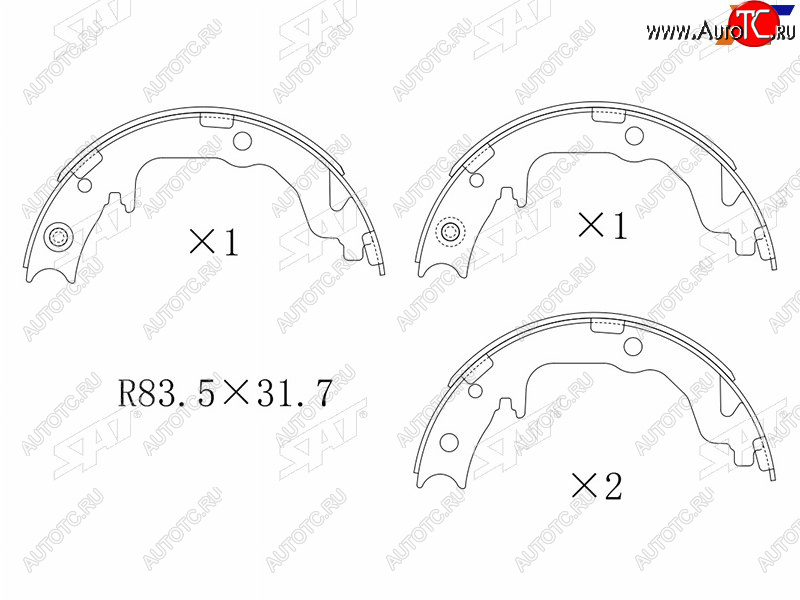1 899 р. Колодки барабанные задние RH-LH SAT Mitsubishi Lancer 10 CY седан дорестайлинг (2007-2010)  с доставкой в г. Майкоп